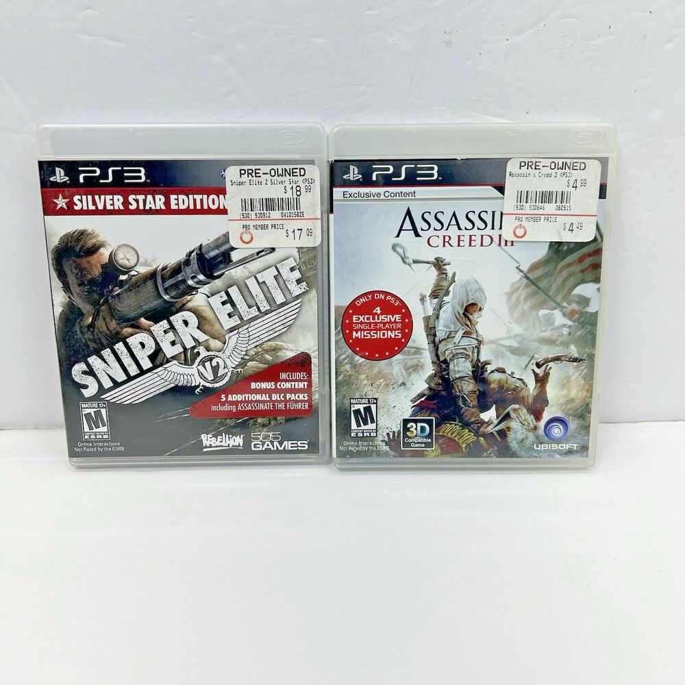 Sniper Elite V2 Silver Star Edition Assassins Creed III Bundle Lot PS3 Sony